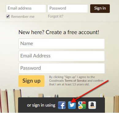 Goodreads: Sign-in with Facebook, Twitter, Google