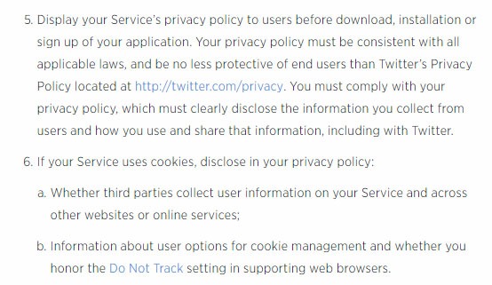 Twitter Developer Policy: Disclose Location Information