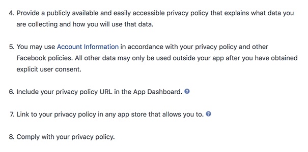 Facebook Platform Policy excerpt