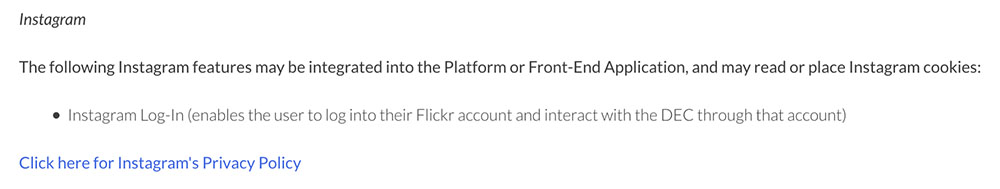 ThisMoment Cookies Policy: Instagram social login clause