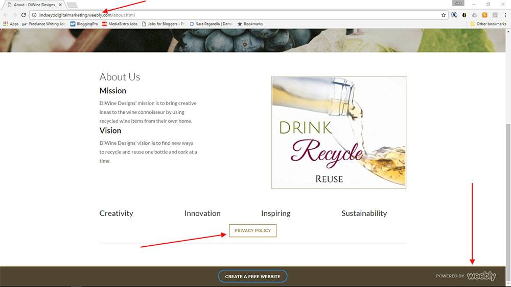 DiWine Designs, a Weebly powered website: Link to Privacy Policy