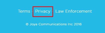Joya, a Weebly website: Footer links to Privacy Policy