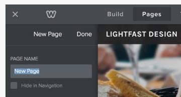 Weebly Pages section: Edit the Page name