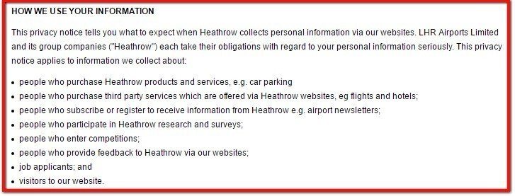 Heathrow Airport: How We Use Your Information