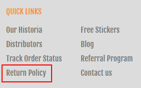 Papichulo Style website footer with Return Policy link highlighted