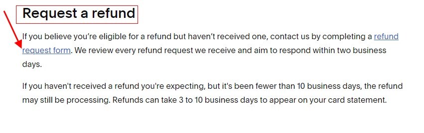 Squarespace Support: Request a refund clause