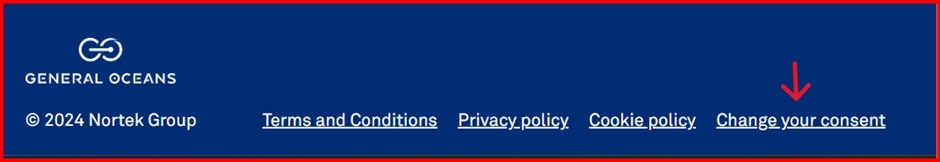 Nortek Group website footer with consent link highlighted