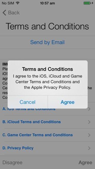 iOS: Agree to Terms and Conditions by Apple