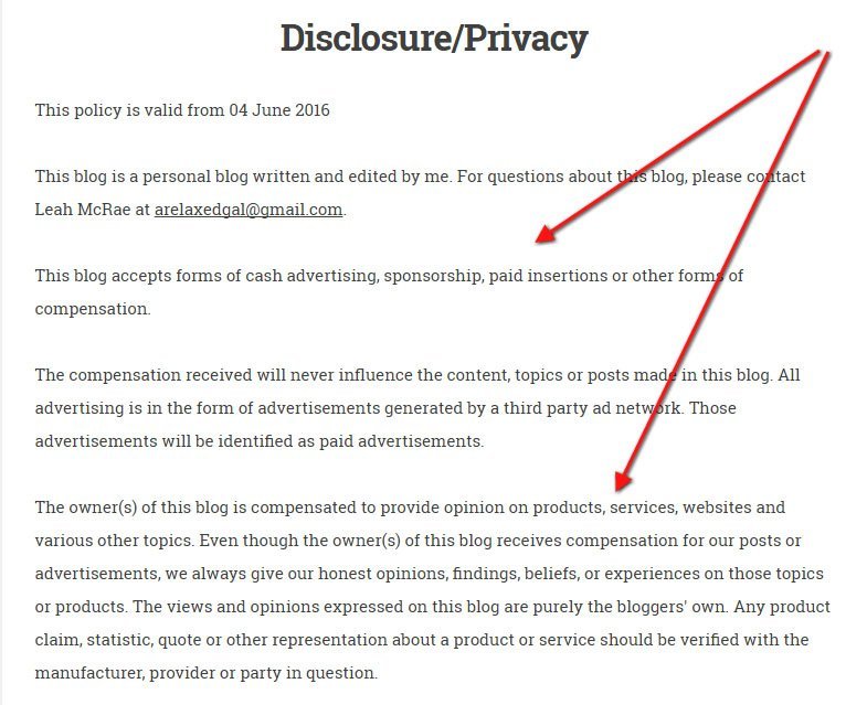 Screenshot from A Relaxed Girl Disclosure Page