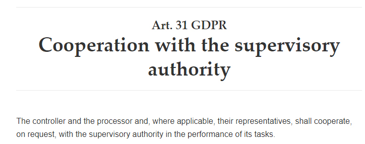 GDPR Article 31: Cooperation with the supervisory authority