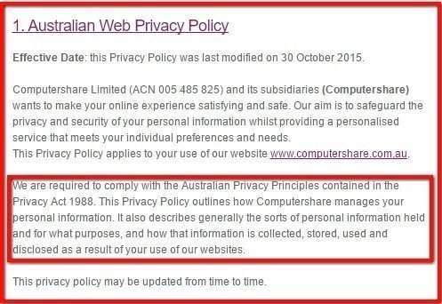 Computershare Australia mentions they are required to comply