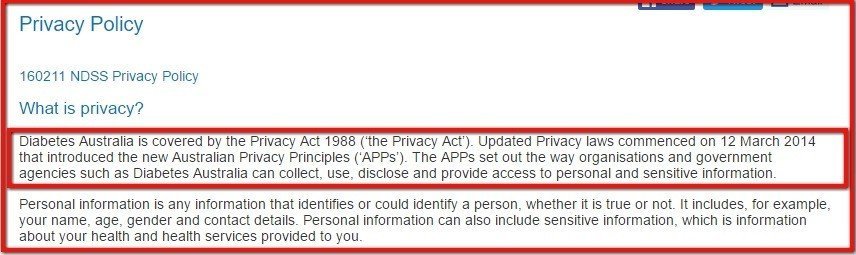 Privacy Policy of NDSS is covered by Privacy Act of 1998