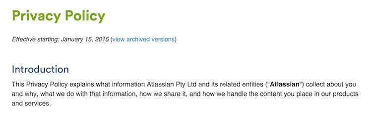 Atlassian Privacy Policy