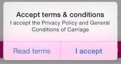 WizzAir iOS App: I Accept