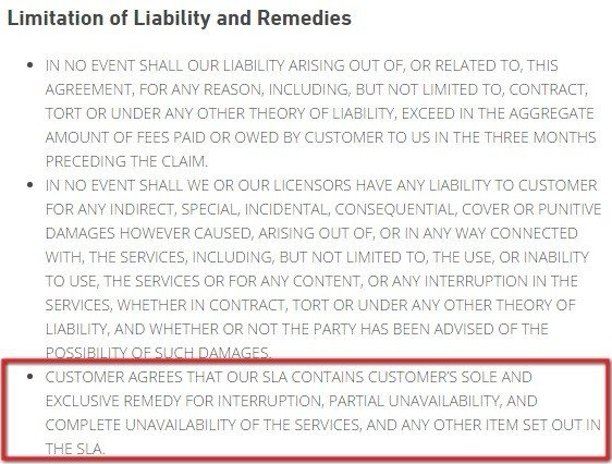 WPEngine: SLA falls under Terms and Conditions Agreement