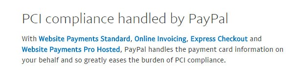 PCI compliance is handled by PayPal