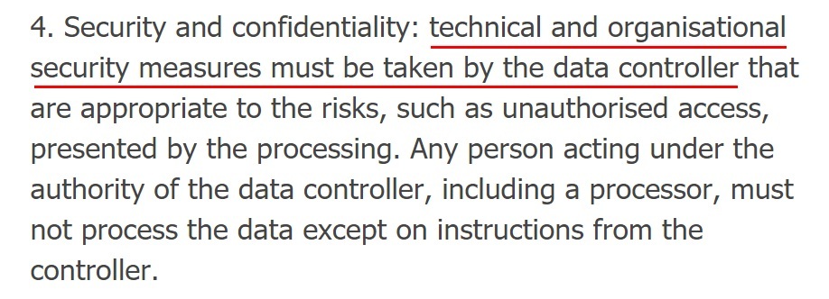 EUR-Lex: Standard Contractual Clauses Annex A - Security and confidentiality section