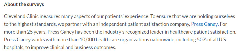 Cleveland Clinic: Statement of Purpose from Survey Disclaimer
