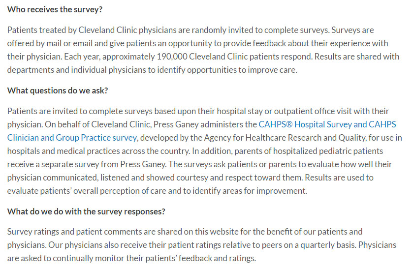 Cleveland Survey Disclaimer: Information collected