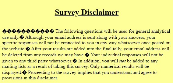 University of Michigan Survey Disclaimer
