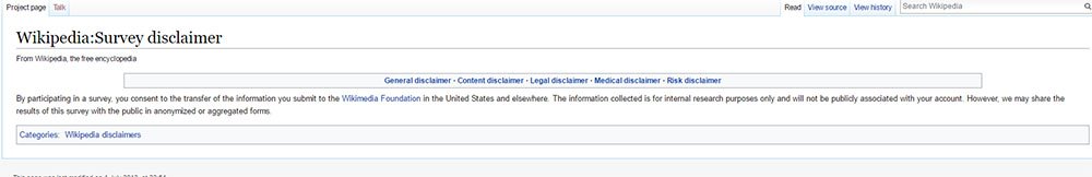 Example of Survey Disclaimer from Wikipedia