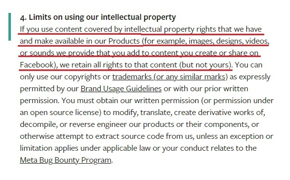Facebook Terms IP clause