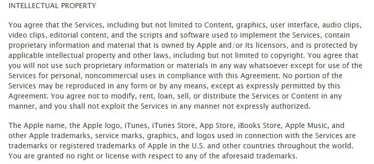 Apple Terms & Conditions: Intellectual Property