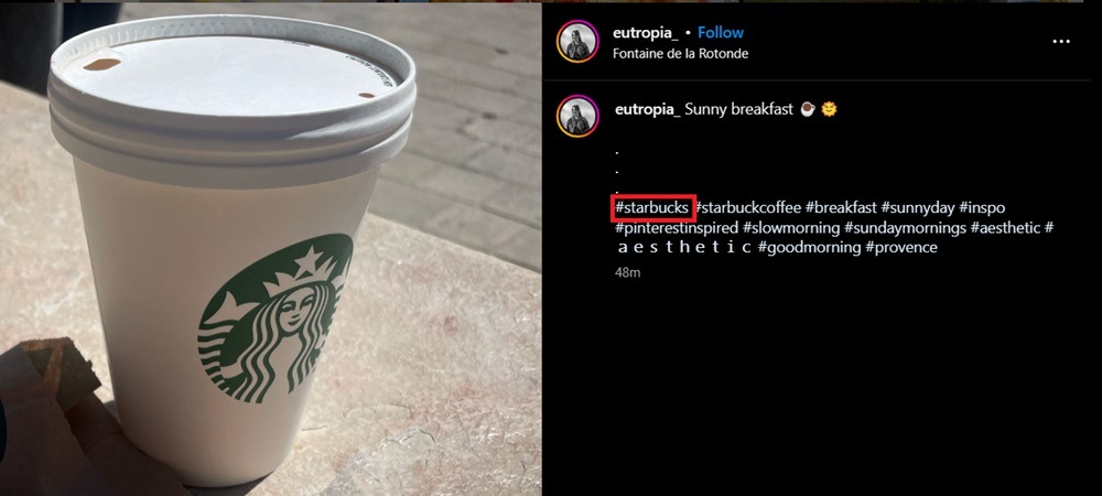 Instagram post showing Starbucks