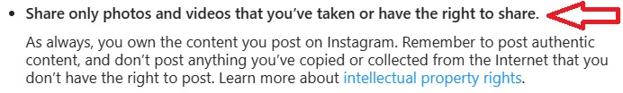 Instagram Terms of Use: IP Rights clause
