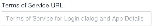 Terms of Service URL field in Facebook app