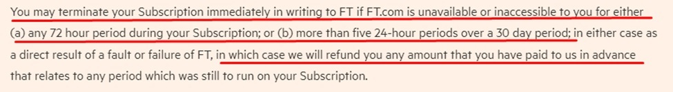 Financial Times Terms and Conditions: Terminate subscription clause