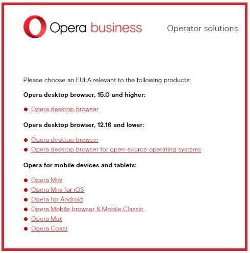 Opera Software: Choose EULA to read